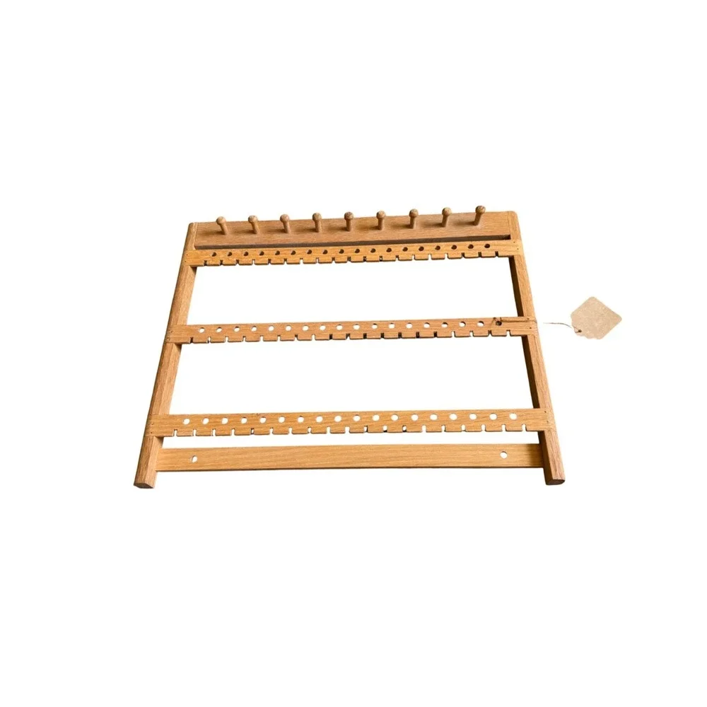 Wooden Wall Mounted Jewelry Organizer Earring Rack Necklace Holder 3 Tier Oak